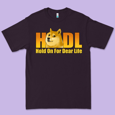 Hodl Hold On For Dear Life Dogecoin Premium Tee Designed By Jasminsmagicworld