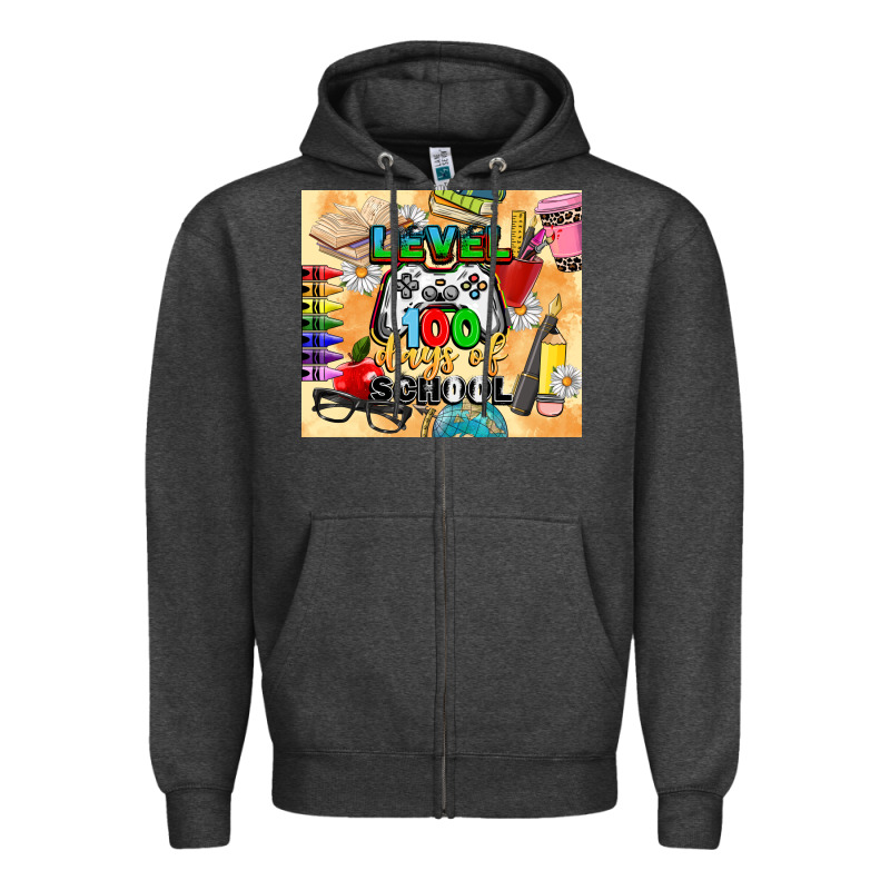 Level 100 Days Of School Zipper Hoodie by CowGirlArtShop | Teevron
