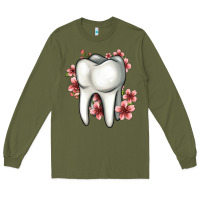 Army Green floral tooth Long Sleeve Tee - Jasminsmagicworld