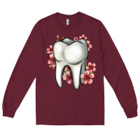 Burgundy floral tooth Long Sleeve Tee - Jasminsmagicworld