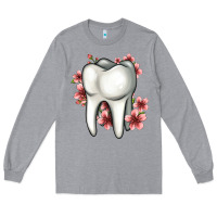 Heather Grey floral tooth Long Sleeve Tee - Jasminsmagicworld