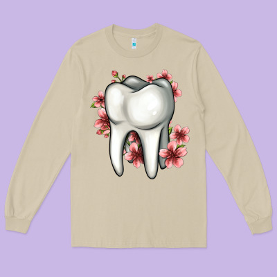 Floral Tooth Long Sleeve Tee Designed By Jasminsmagicworld