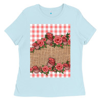 Baby Blue valentines day burlap background Ladies Tee - Jasminsmagicworld