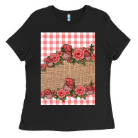 Black valentines day burlap background Ladies Tee - Jasminsmagicworld