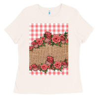 Bone valentines day burlap background Ladies Tee - Jasminsmagicworld