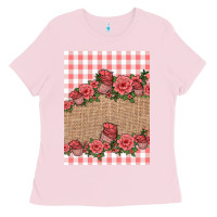 Bubblegum Pink valentines day burlap background Ladies Tee - Jasminsmagicworld
