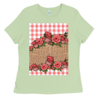 Matcha valentines day burlap background Ladies Tee - Jasminsmagicworld