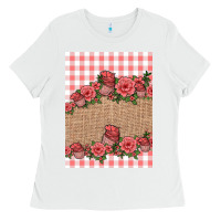 White valentines day burlap background Ladies Tee - Jasminsmagicworld
