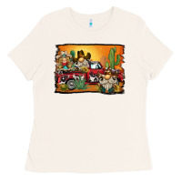 Bone western truck cowboy gnome background Ladies Tee - BarkalooDesign