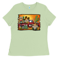 Matcha western truck cowboy gnome background Ladies Tee - BarkalooDesign