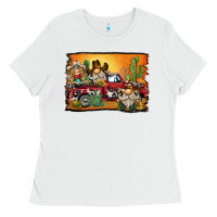 White western truck cowboy gnome background Ladies Tee - BarkalooDesign