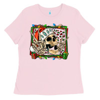 Bubblegum Pink Christmas happy skeleton Ladies Tee - Jasminsmagicworld