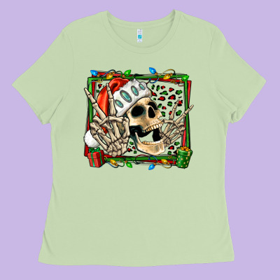 Christmas Happy Skeleton Ladies Tee Designed By Jasminsmagicworld