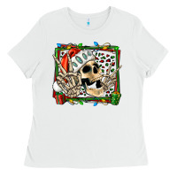 White Christmas happy skeleton Ladies Tee - Jasminsmagicworld
