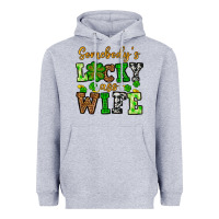 Heather Grey St. Patrick's Somebody’s lucky ass wife Heavyweight Hoodie - OliviaCreatesArt
