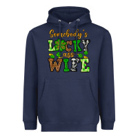 Navy St. Patrick's Somebody’s lucky ass wife Heavyweight Hoodie - OliviaCreatesArt