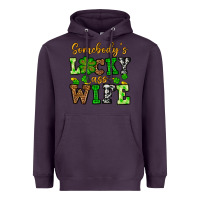 Plum St. Patrick's Somebody’s lucky ass wife Heavyweight Hoodie - OliviaCreatesArt