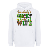 White St. Patrick's Somebody’s lucky ass wife Heavyweight Hoodie - OliviaCreatesArt