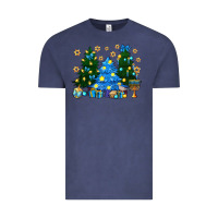 Vintage Denim Hannukah Christmas trees Vintage Tee - NancyCooperArtShop