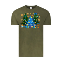 Vintage Olive Hannukah Christmas trees Vintage Tee - NancyCooperArtShop