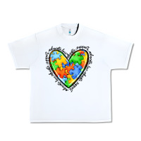 White autism heart Urban Heavy Tee - JahusDesignShop
