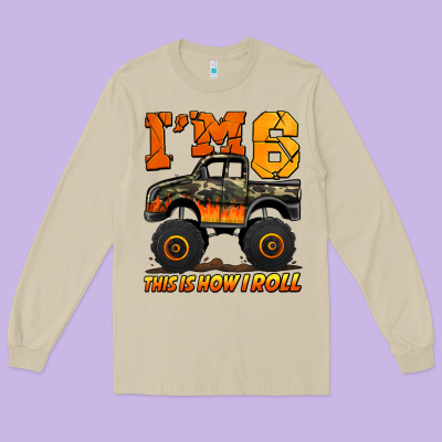 I'm Six This Is How I Roll Monster Truck Birthday Long Sleeve Tee Designed By Jasminsmagicworld
