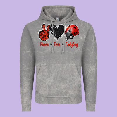 Peace Love Ladybug Vintage Hoodie Designed By Jasminsmagicworld