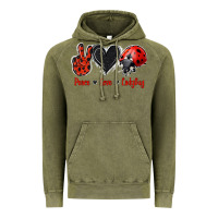 Vintage Olive Peace Love Ladybug Vintage Hoodie - Jasminsmagicworld