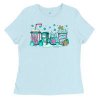 Baby Blue winter Christmas tree cakes coffee Ladies Tee - Jasminsmagicworld