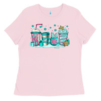 Bubblegum Pink winter Christmas tree cakes coffee Ladies Tee - Jasminsmagicworld