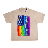 French Oak Pride LGBTQ+ American Flag Urban Heavy Tee - BundleAndBundleShop