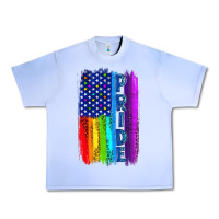 Grape Ice Pride LGBTQ+ American Flag Urban Heavy Tee - BundleAndBundleShop