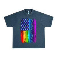 Midnight Navy Pride LGBTQ+ American Flag Urban Heavy Tee - BundleAndBundleShop