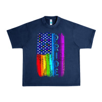 Navy Pride LGBTQ+ American Flag Urban Heavy Tee - BundleAndBundleShop