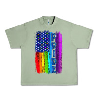 Oil Green Pride LGBTQ+ American Flag Urban Heavy Tee - BundleAndBundleShop