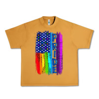 Peanut Butter Pride LGBTQ+ American Flag Urban Heavy Tee - BundleAndBundleShop