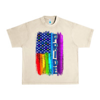 Sandshell Pride LGBTQ+ American Flag Urban Heavy Tee - BundleAndBundleShop