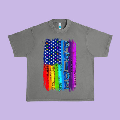 Pride Lgbtq+ American Flag Urban Heavy Tee Designed By Bundleandbundleshop