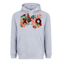 Heather Grey Rooster Valentine's Day xoxo Heavyweight Hoodie - FaDigitalArtStudio