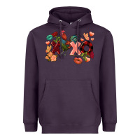 Plum Rooster Valentine's Day xoxo Heavyweight Hoodie - FaDigitalArtStudio