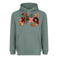 Sage Rooster Valentine's Day xoxo Heavyweight Hoodie - FaDigitalArtStudio