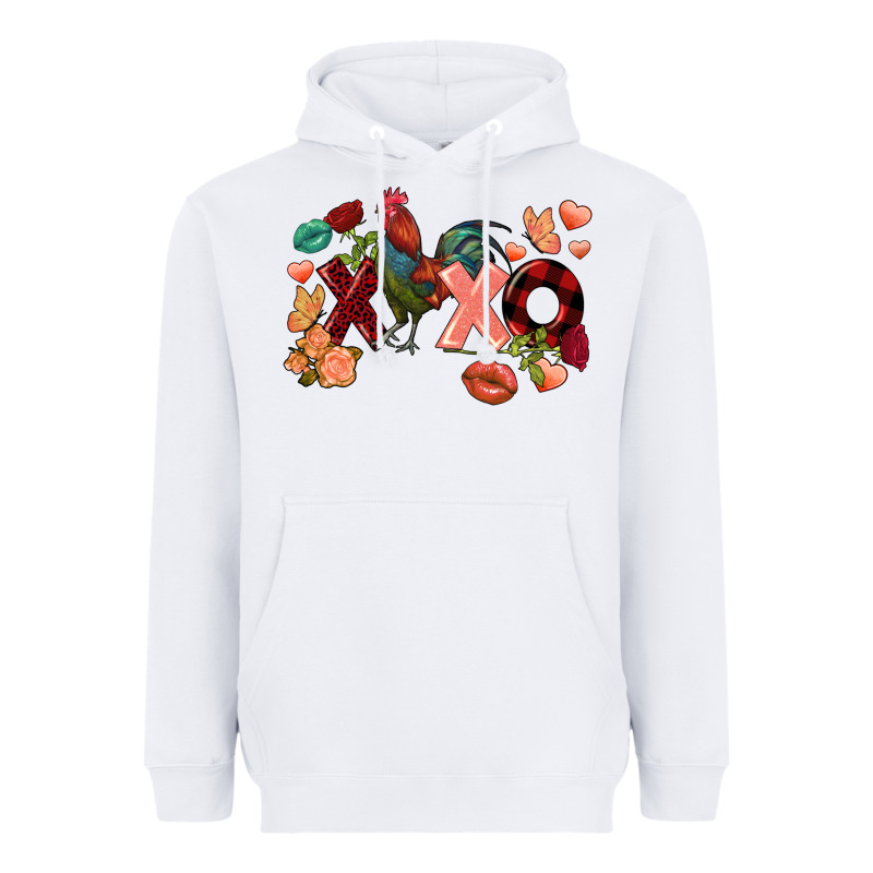 Rooster Valentine's Day Xoxo Heavyweight Hoodie by FaDigitalArtStudio | Teevron