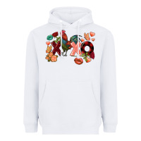 White Rooster Valentine's Day xoxo Heavyweight Hoodie - FaDigitalArtStudio
