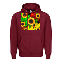Burgundy juneteenth sunflowers Zipper Hoodie - CowGirlArtShop
