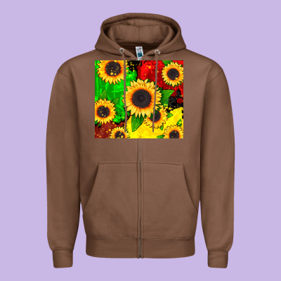 Juneteenth Sunflowers Zipper Hoodie Designed By Cowgirlartshop