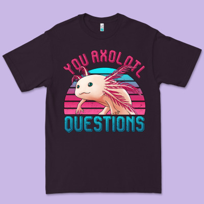 You Axolotl Questions 80's Retro Sunset Premium Tee Designed By Jasminsmagicworld
