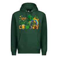 Sports Green One lucky cowboy St. Patricks day Premium Hoodie - HowdyJamesFarm