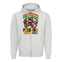 Dove Grey juneteenth free ish since 1865 Zipper Hoodie - CowGirlArtShop