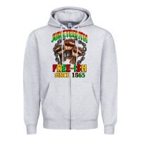 Heather Grey juneteenth free ish since 1865 Zipper Hoodie - CowGirlArtShop