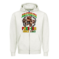 Oatmeal Heather juneteenth free ish since 1865 Zipper Hoodie - CowGirlArtShop